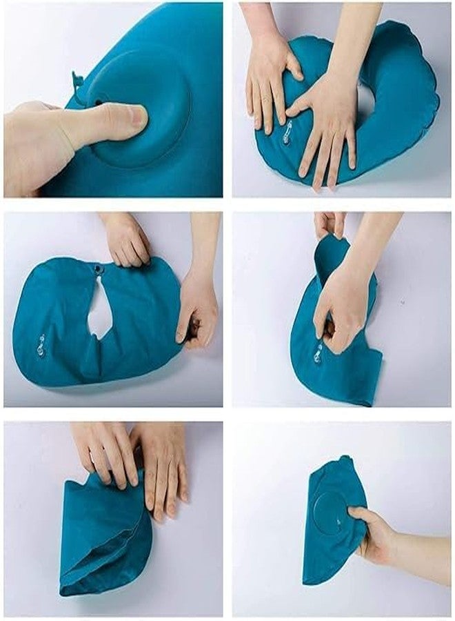 BOTIST Automatic Push Button Inflatable Type Comfortable Travel Backpack Pillow Outdoor Travelling and Picnic Neck Rest Pillow Velvet Neck Pillow Finger (Pack of 1) - Image 3